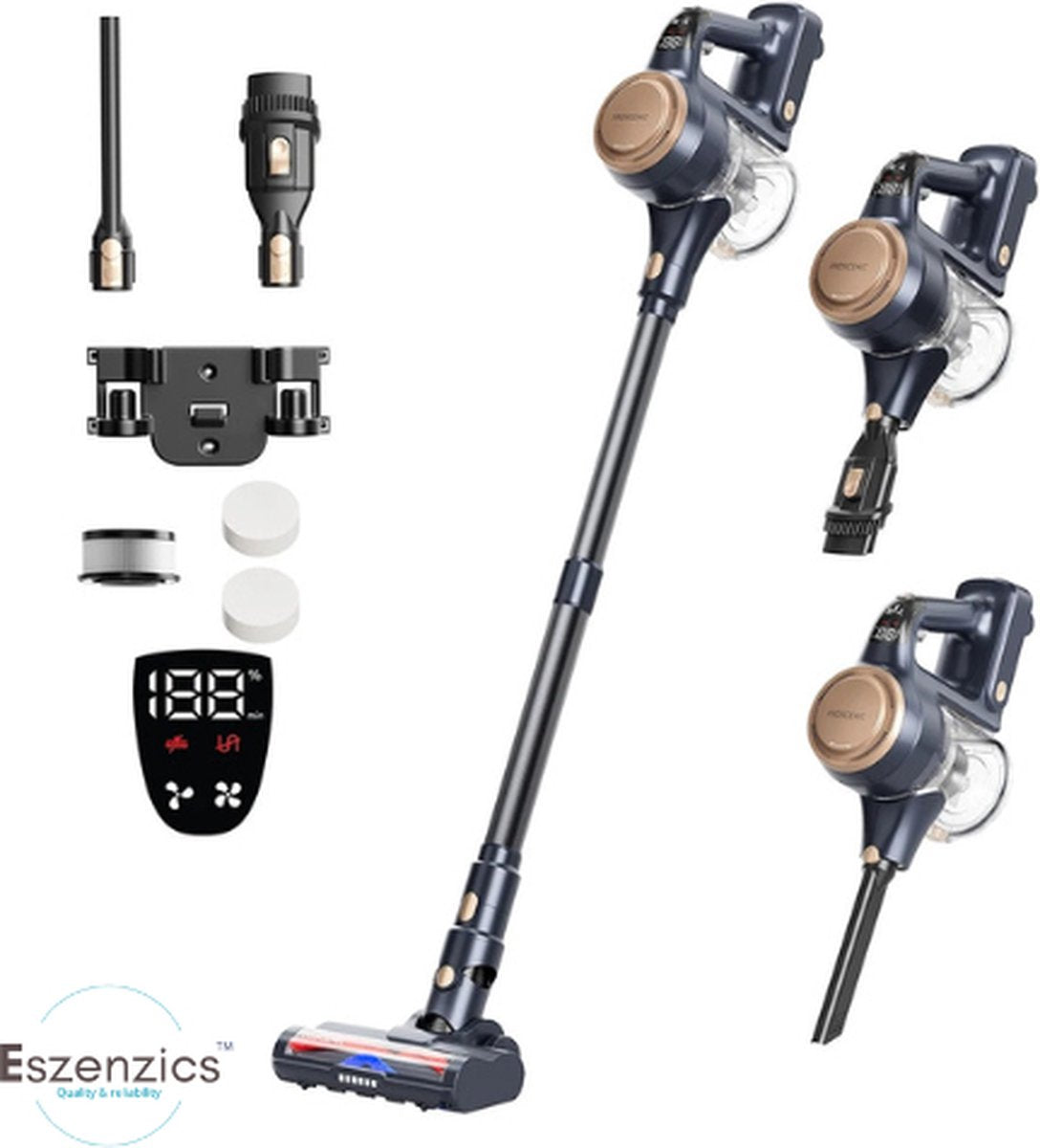 Eszenzics™ Steelstofzuiger ProP11 - Draadloos - Krachtige 30 kPa stofzuiger - 60 minuten - Ontwar borstel - 4-lagen filter - LED display - Handstofzuiger