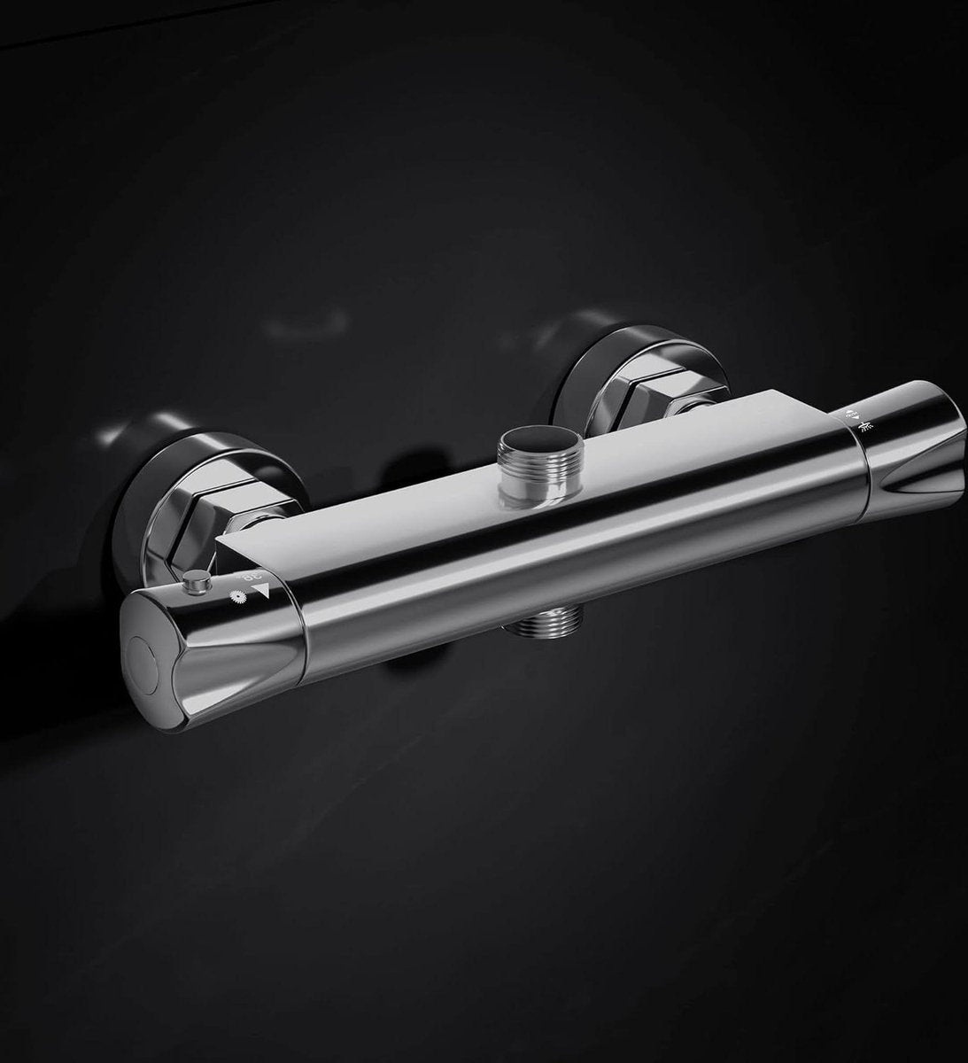 Thermostatische Douchemengkraan met Dubbele Uitgang - Chroom - Wandmontage - 264 mm - 1/2" BSP - 3/4" BSP