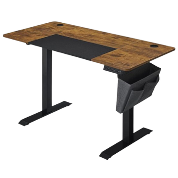 Electric Sit Stand Desk - Height Adjustable Table - With Memory Mode - Work Desk with Storage Compartments - Vintage Brown