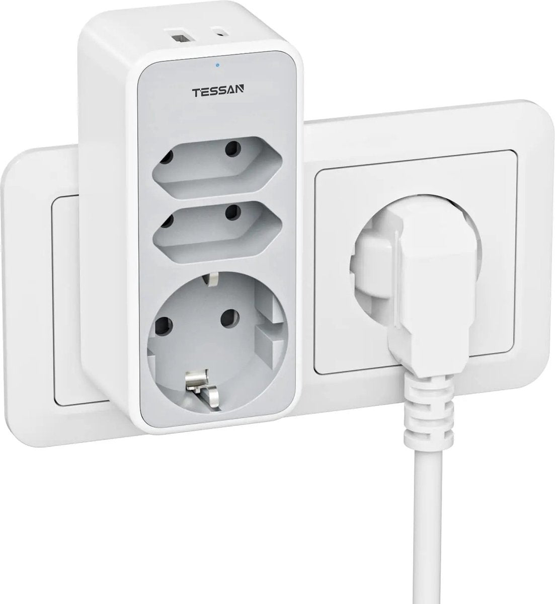 Reisstekker - 3 AC, 1 USB, 1 USB-C - UK naar EU Adapter Plug - 15W 3A Reisadapter - Reisstekker Buitenlandse Stopcontact - Travel Adapter Engeland UK Adapter Plug Ierland