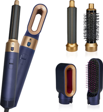 Airstyler Krultang 5 in 1 - Multistyler Föhnborstel - Kort & Lang Haar - Blauw Goud