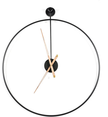 Grote ronde klok Sundial large black -doorsnede 70 cm - zwarte ronde klok- metaal - minimalistisch design- wanddecoratie - interieur - op batterijen - woonkamer, hal , keuken , kantoor - scandinavisch industrieel