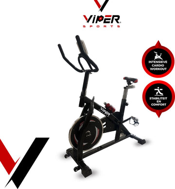 Viper Sports ZeusBike – Spinning – 98 x 49 x 105 cm - Indoorfiets – Met Computer – Inclusief bidon - Zwart/Rood