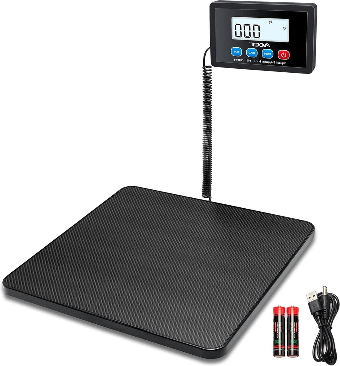 Weegschaal digitale postweegschaal 440 kg met hold-tarra-functie auto-off - verzendweegschaal voor pakketten kleine winkels bagage kantoor