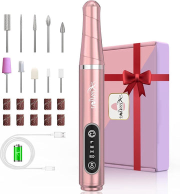 Nail Milling Cutter Cordless Rechargeable Electric Nail Cutter 20000rpm 10 Bit Pedicure Set for Cuticles Shellac Acrylic Gel Beginners - Kredioo