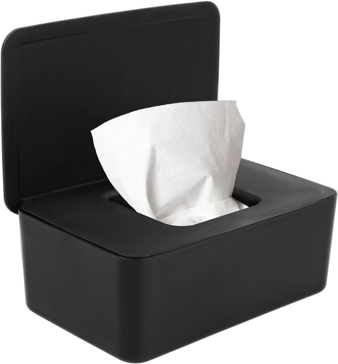Babydoekjesdoos zwart, zakjes voor vochtige doekjes, plastic servetdoosje, tissue opbergdoosje, doos voor nat toiletpapier met deksel, plastic natte doekjesdispenser voor thuiskantoor