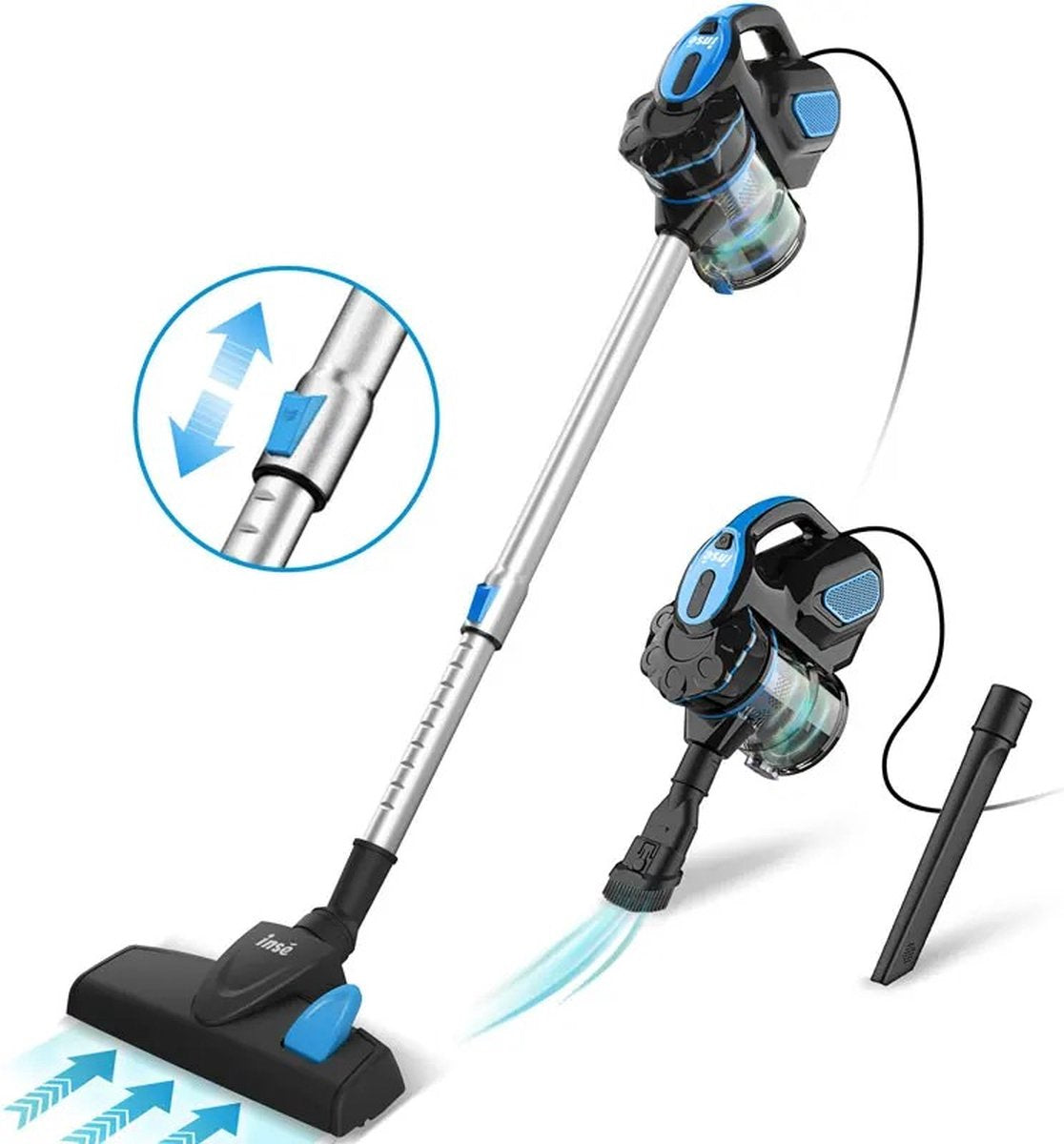 Steelstofzuiger - Met Snoer - 1.3 Liter - 25000Pa - 600W - 18Kpa - 5m Snoerlengte - 4in1 HEPA Filter