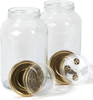 Potten met deksel - 4,25 liter fermentatiepot voor het maken van kombucha, kimchi, kefir - fles met brede opening voor inmaken, fermentatie - (2 GLAZEN MET 4,25 LITER)