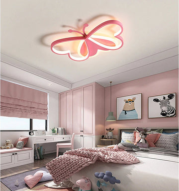 Vlinder Harten Plafondlamp - Moderne Lamp - Roze - 50 cm - Plafonnière - Kroonluchter - Kinderkamer Verlichting - 3 Kleuren - Dieren Thema