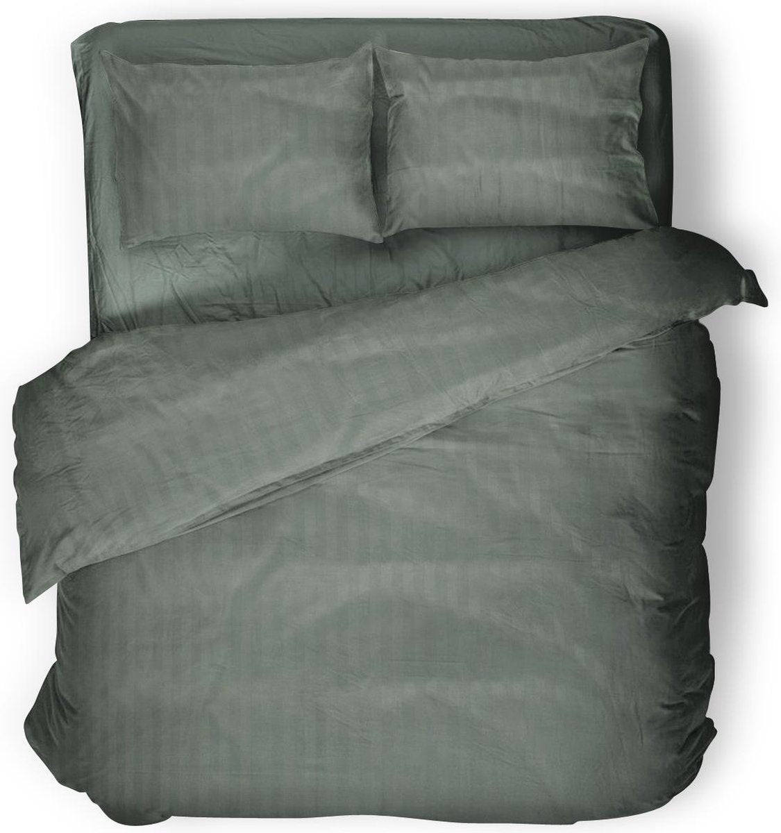 Dekbedovertrek - 240x200/220 - Uni - Satijnstreep / Satijn Streep - Hotel Kwaliteit Satin Stripe - Olive Green