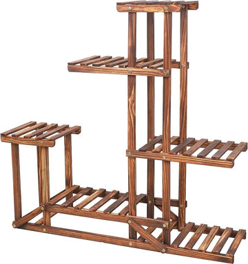 Plantenstandaard - 6-laags - Hout - Plant - Bloemen - Plantenrek voor binnen en buiten - 95cm x 96cm x 25 cm