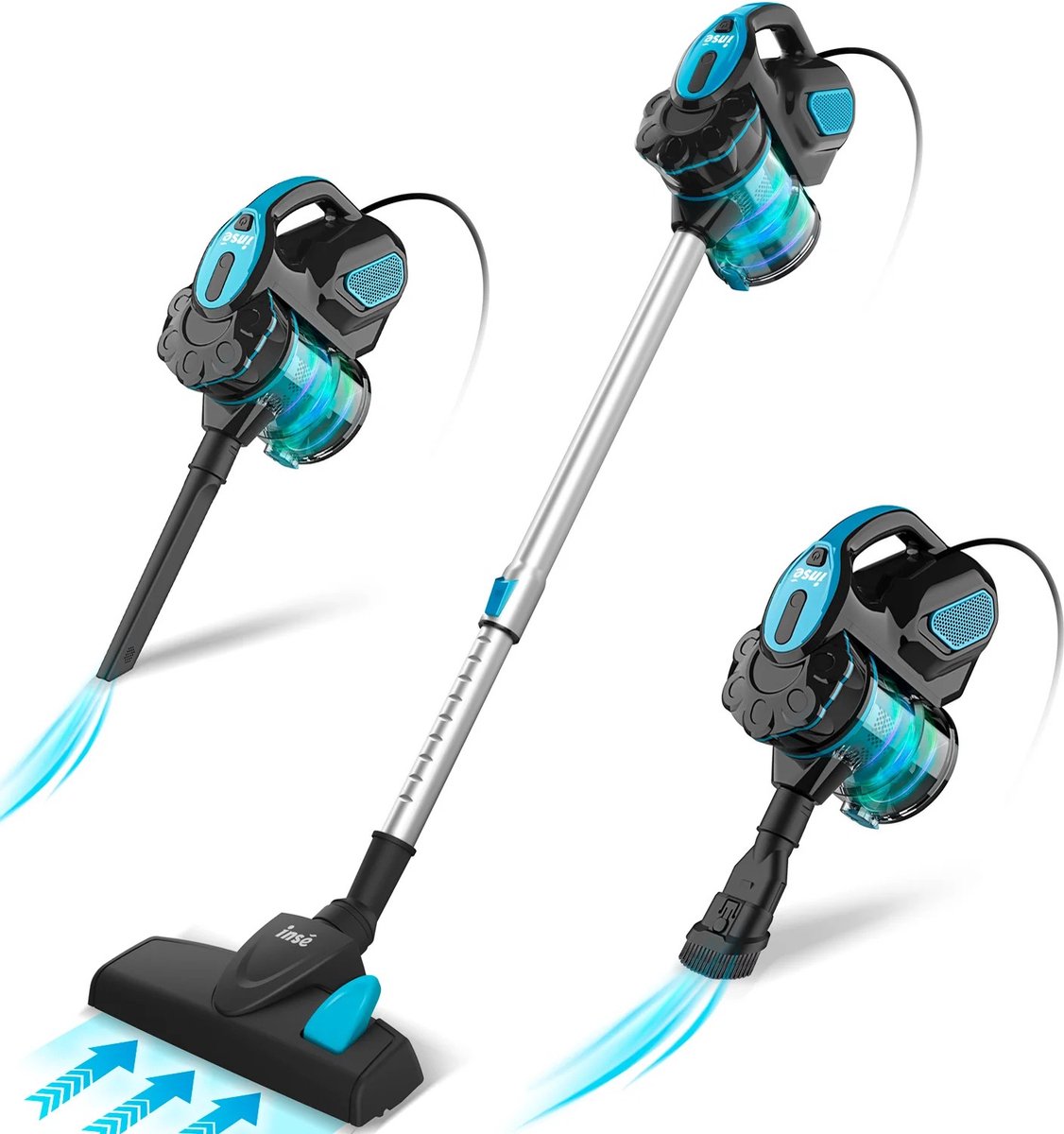 Luxe Steelstofzuiger 3-in-1 - 18000 Pa- Kruimeldief - Steelstofzuiger - 1,2 Liter Stofbak - 23 KPA/600WATT - 6M snoer - HEPA Filter - LUX Design - voor Tapijten en Harde Vloeren - Blauw