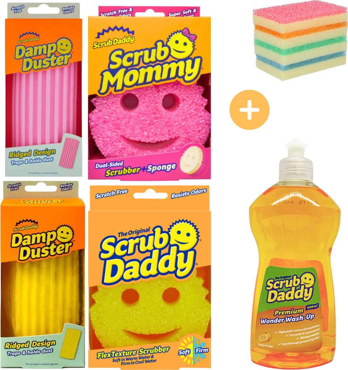 Scrub Daddy Schoonmaakset met Afwasmiddel - Schoonmaaktrio - Wonderspons