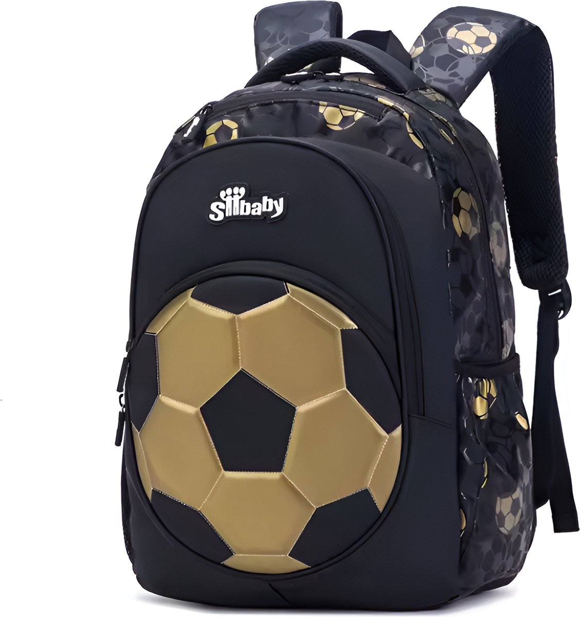 E-Shop4u - Nieuwe Oxford Voetbal Schooltas voor Jongens | Duurzaam, Comfortabel & Stijlvol - Zwart Goud