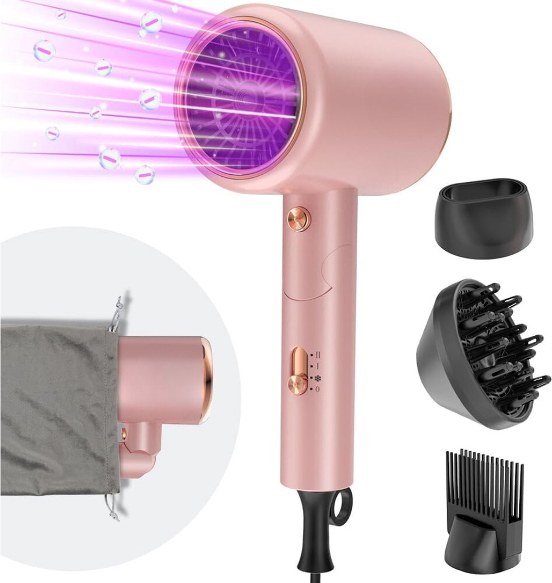 Föhn met Diffuser - Digitale Haardroger - Drogen / Stylen / Volume / Krullen - Föhn