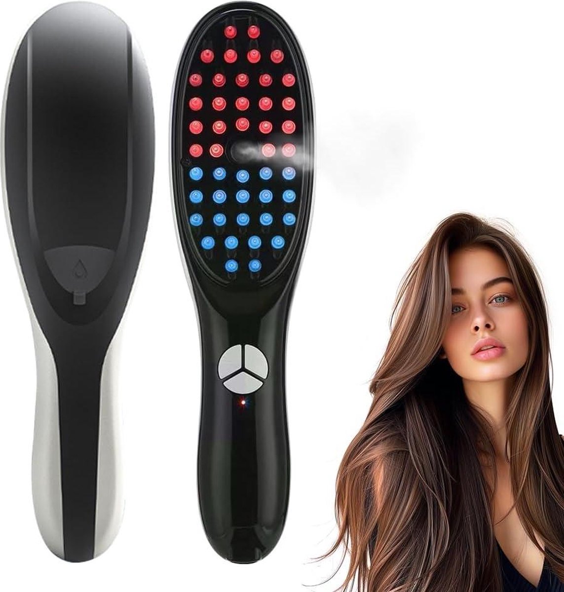Hoofdhuidborstel Therabrush 2-in-1 elektrische massageborstel-sproeimassagekam met rood en blauw licht