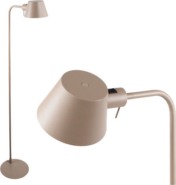Minimalistische verstelbare leeslamp | 1 lichts | zand / beige kleur | metaal | 140 cm hoog | eetkamer / woonkamer | vloerlamp | staande lamp | modern / Scandinavisch | praktisch design