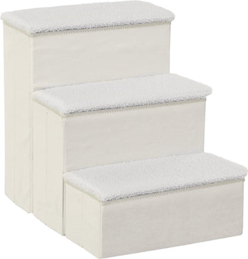 Hondentrap met 3 treden - Kattentrap - Huisdierentrap - Trapje - Opstapje - Wit - 40 x 54 x 48 cm