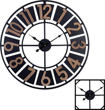 Decopatent® XL Ronde Wandklok 60 Cm Landelijk - Modern met Houten Cijfers - Keuken - Woonkamer - Industrieel - Muurklok - Hout