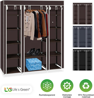 Life's Green® Kledingkast - Opbergkast - Campingkast - Stoffen kledingkast