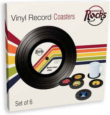 Vinyl record onderzetters - coole retro glazen onderzetters - siliconen bierdeksel - rond cadeau-idee voor Kerstmis mannenavond verjaardag Winkee Rocks bar mat