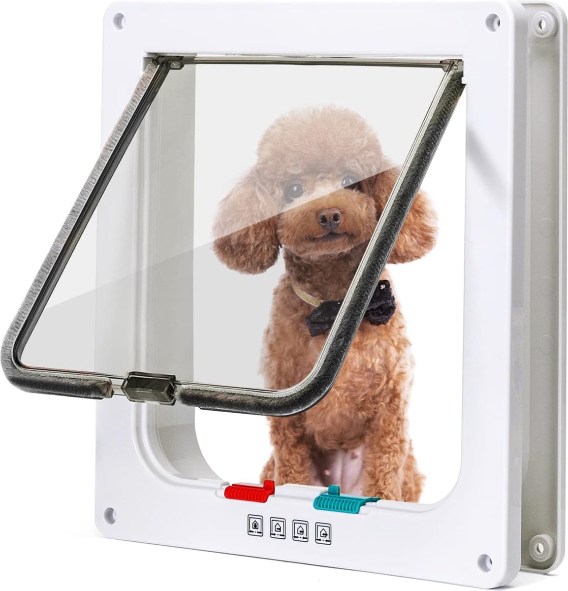 Kattenluik Hondenluik 4-weg magnetische sluiting voor katten Hondenluik Kattenluik Huisdierluik Huisdierluik Binnendeur voor katten en kleine honden (wit, XL)