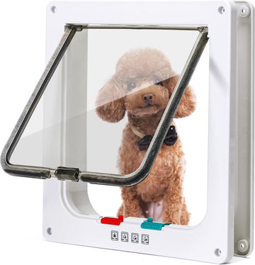 Kattenluik Hondenluik 4-weg magnetische sluiting voor katten Hondenluik Kattenluik Huisdierluik Huisdierluik Binnendeur voor katten en kleine honden (wit, XL)
