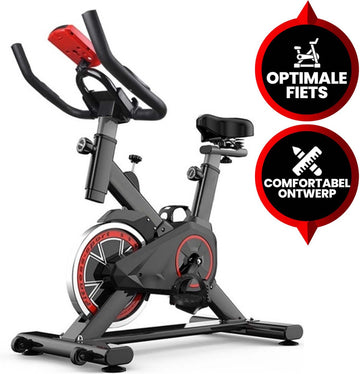 Viper Sports Hometrainer fiets – Hometrainer Fitness - Professionele indoor bike met lage instap – Hoge Stabiliteit – V-belt aandrijving – Tot 175cm en 150kg – Zwart/Rood