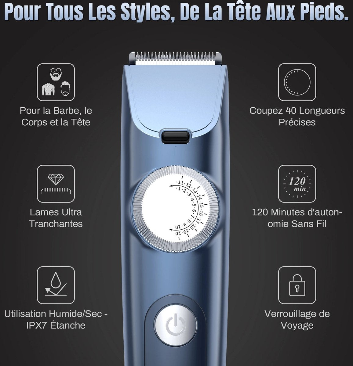 Tondeuse Machine - Waterdicht - Professionele Snoerloze Tondeuse - Elektrische Haar Knippen - Kapper Trimmers - Mannen - Zwart