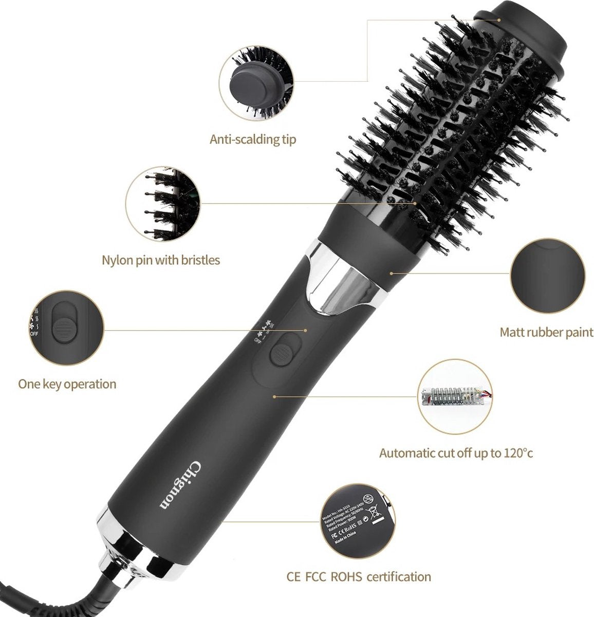 Airstyler - Warmteborstel - Haar Droger - Haar Stijler - Haar Borstel - Haar Krultang - Zwart