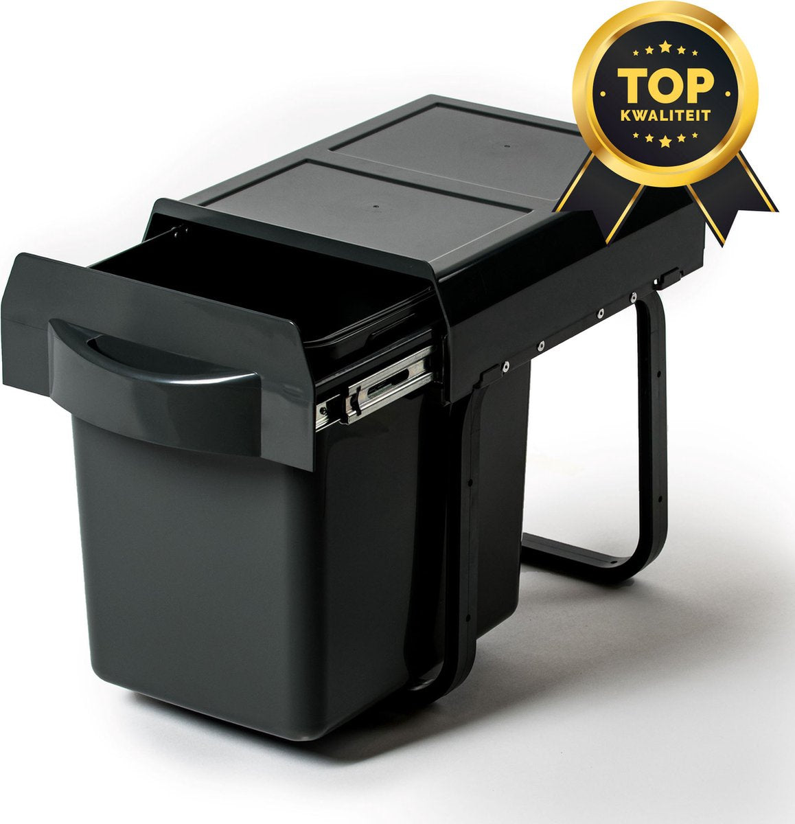 Eleganca Uittrekbare Afvalbak 16 Liter – Inbouw Afvalemmer - Inbouw Vuilbak- Geschikt voor deurbreedte vanaf 30 cm en inbouwdiepte vanaf 37 cm – Antraciet