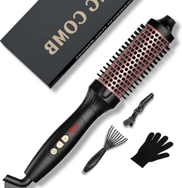 Föhnborstel Thermische Brush-ronde verwarmingsborstel met LCD-temperatuurinstelling 120-210 graden - 38 mm thermische borstel 3-in-1 - haarborstel voor volume en styling met dubbele spanning