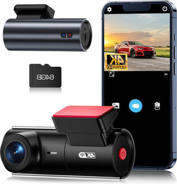 4K Auto Dashcam - Ingebouwde WiFi - 2160P Dash Camera - 64 GB SD-kaart - Groothoek - APP Control - Dashboard Camera Recorder - Super Nachtzicht - Parkeerbewaking - G-sensor Dashcam voor auto