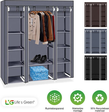 Life's Green® Kledingkast - Opbergkast - Campingkast - Stoffen kledingkast