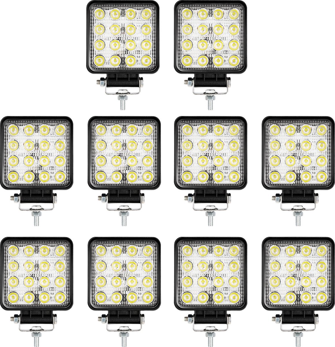 10x Led werklamp 48 Watt - Worklight - werkverlichting - veel licht - auto - bus - achteruitrijverlichting - extra led koplamp voor offroad 12 V 24 V koplamp IP67-waterdicht, achteruitrijlicht voor tractor, auto graafmachine, SUV, UTV, ATV