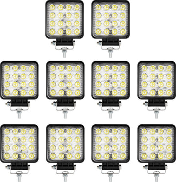 10x Led werklamp 48 Watt - Worklight - werkverlichting - veel licht - auto - bus - achteruitrijverlichting - extra led koplamp voor offroad 12 V 24 V koplamp IP67-waterdicht, achteruitrijlicht voor tractor, auto graafmachine, SUV, UTV, ATV