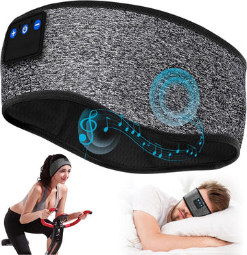 Slaapmasker Bluetooth - Slaap Koptelefoon - Sleepphones - Draadloos - Stretch - Geschikt Voor Hardlopen - Grijs