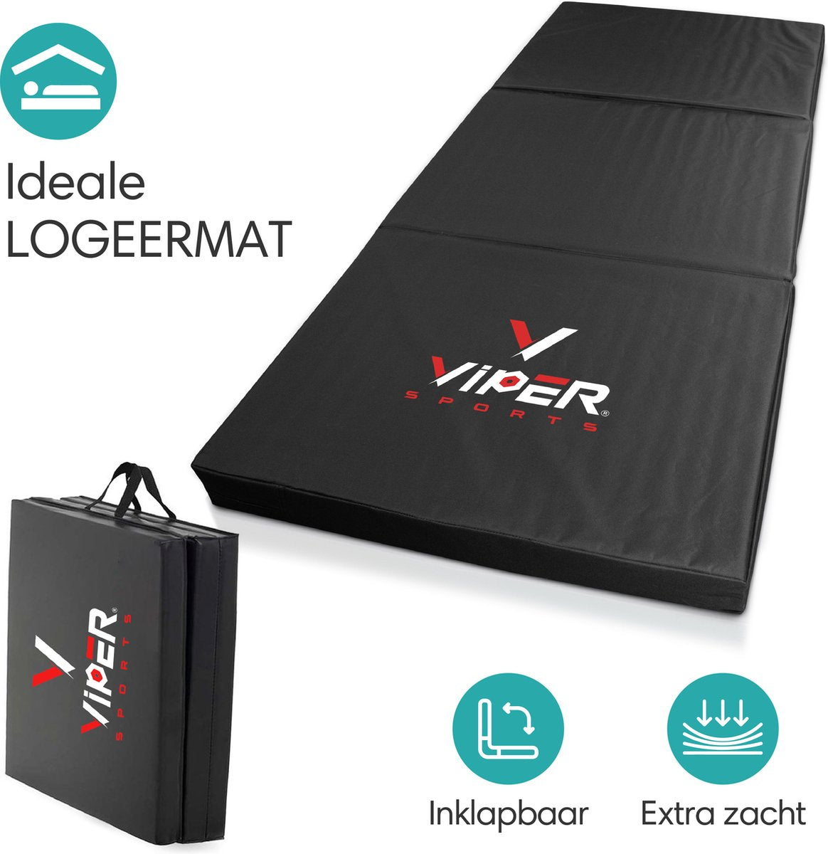Viper Sports SleepFlex - 195 x 85 x 10 cm - Professionele Opvouwbare Slaapmat - Campingmat - Buitenmat - Draagbaar Matras - Extra dik – Zwart