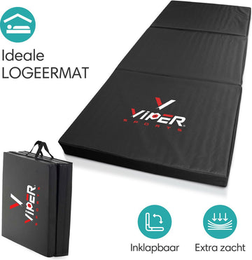 Viper Sports SleepFlex - 195 x 85 x 10 cm - Professionele Opvouwbare Slaapmat - Campingmat - Buitenmat - Draagbaar Matras - Extra dik – Zwart