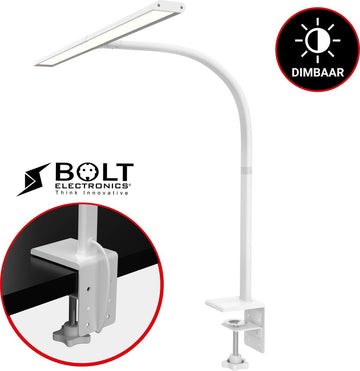 Bolt Electronics® BLIQ700B LED Bureaulamp met Klem – Monitor Lamp – Leeslamp met Dimfunctie – Draaibaar en Kantelbaar – 15 Watt – Zilver