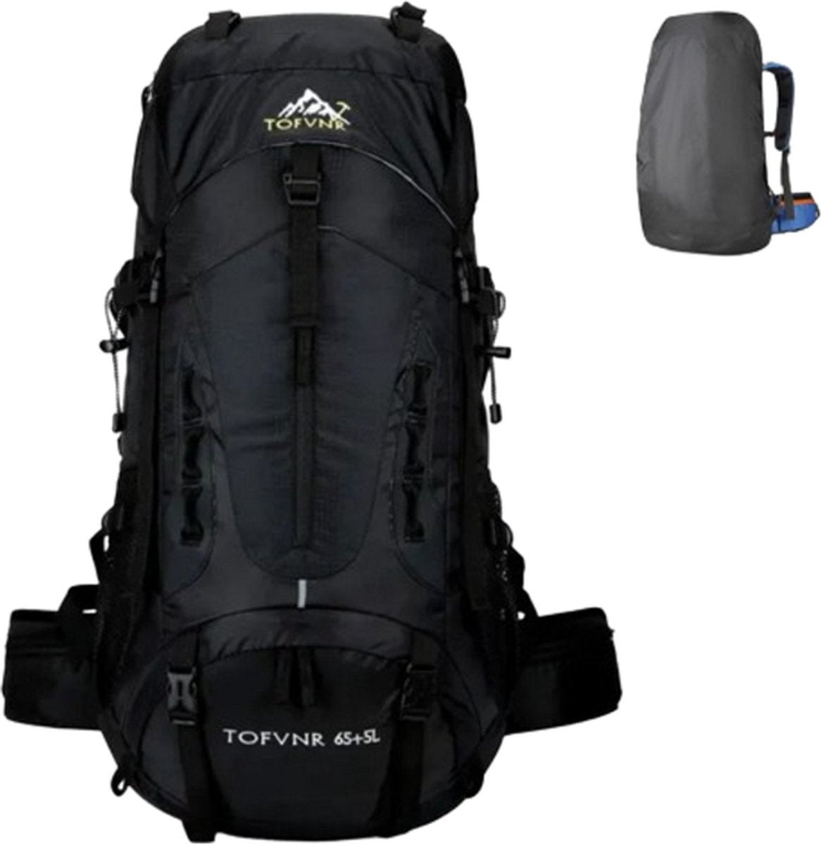 E-Shop4u® - 70L - Backpacks - Backpack - Hiking Backpack - Camping Backpack - Wandelen - Trekking - Rugzak - Zwart - Lichtgewicht - Nylon - Waterbestendig - Duurzaam - Grote - Backpack Organizer