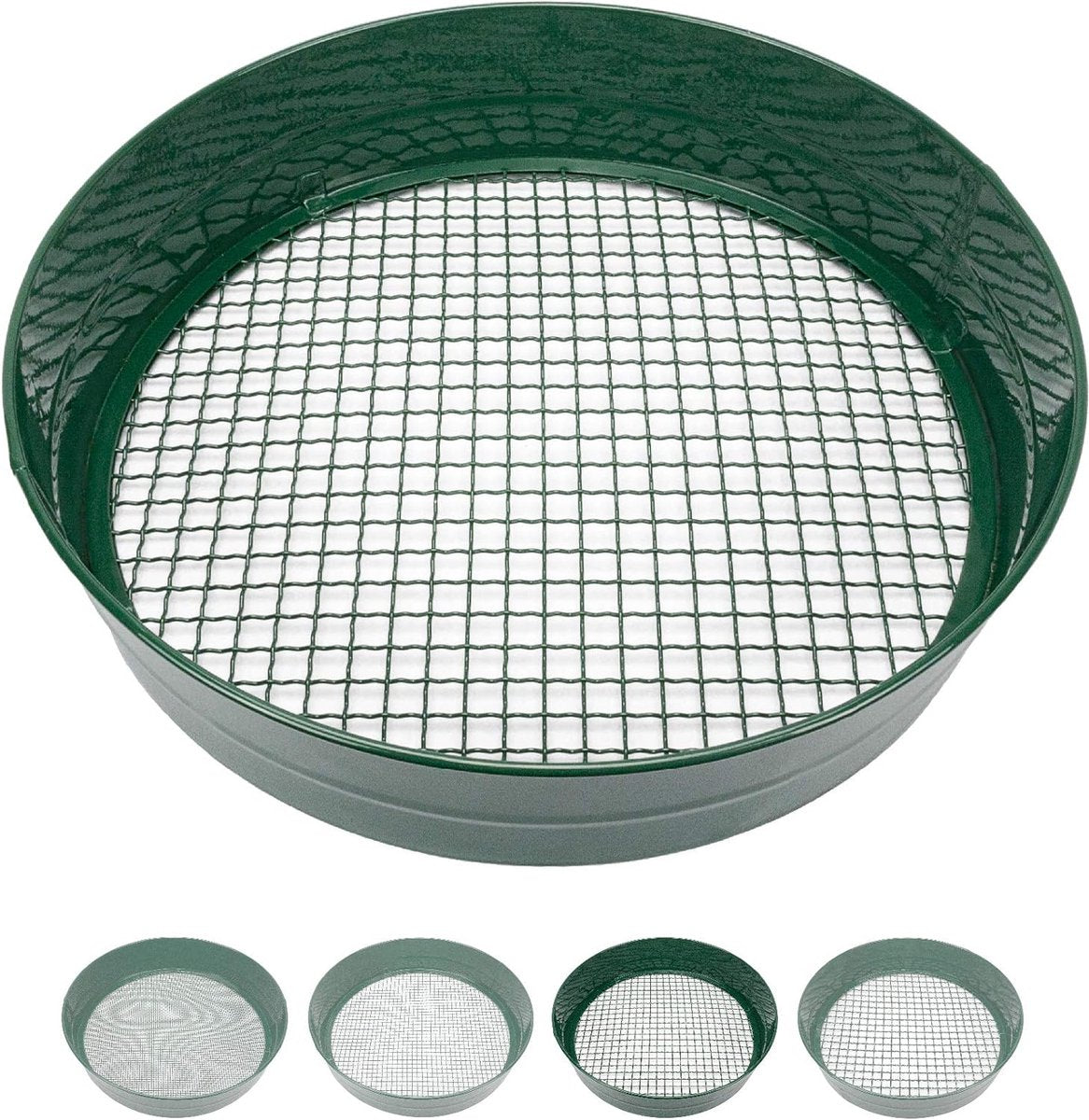 Tuinzeef in verschillende maasmaten, ronde zeef 33 cm diameter, aardzeef voor zaad, aarde, compost, stenen, onkruid, grind | stapelbaar | zeer robuust | roestbestendig (9 mm)