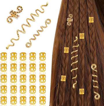 Spiral Dreadlocks Hair Clamp Metal Hair Cuffs - Braid Rings Clips - ACWOO Hair Pendants - Braid Decoration - Hearth Readlocks Accessories for Women Men - Hip Hop Party Music Festival