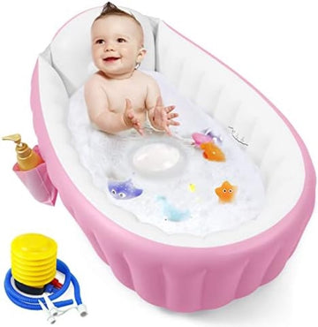 Opblaasbare babybadkuip, draagbare reisbabybadkuip voor baby's, peuterbad met luchtpomp, opvouwbaar antislip douchebak, mini-luchtzwembad voor pasgeborenen