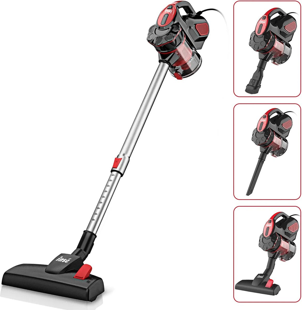 Steelstofzuiger met snoer - Stofzuiger - Handstofzuiger - Vacuum cleaner - 2 in 1 borstel - 600W - Voor elk oppervlak - Lichtgewicht - 7 meter snoer