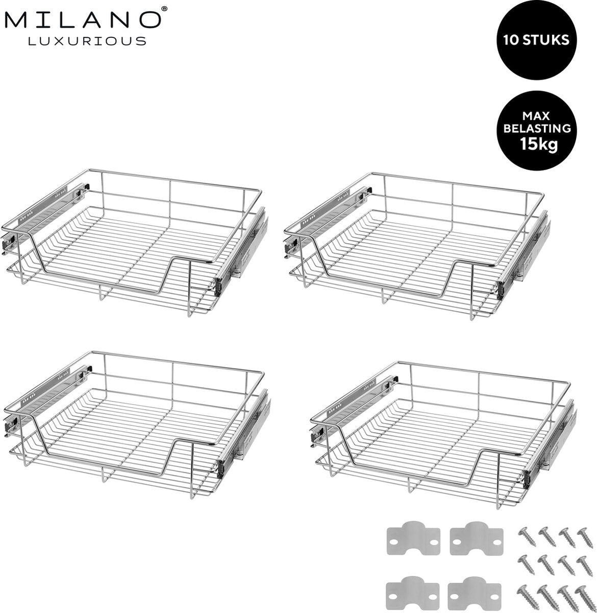 Milano Luxurious®- Schuiflades keukenkast – Lade Organizer – Draadmanden – Opberger - Opbergsysteem – 50 cm – 10 stuks