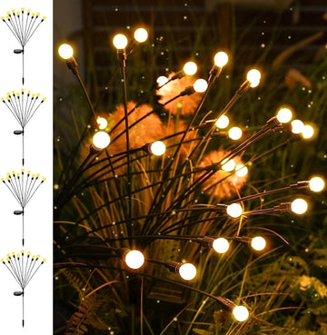 Firefly Tuinverlichting op zonne-energie - 4 stuks 10 leds IP65 waterdicht - lampen voor buiten terras balkon paden gazon tuinverlichting op zonneenergie