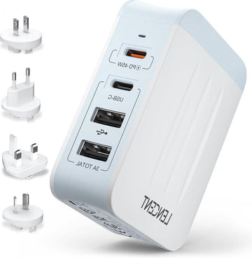 Universele Reisadapter 45W Multi USB Oplader - PD Type-C - Universele Reisstekker - Type A/C/G/I - Wit