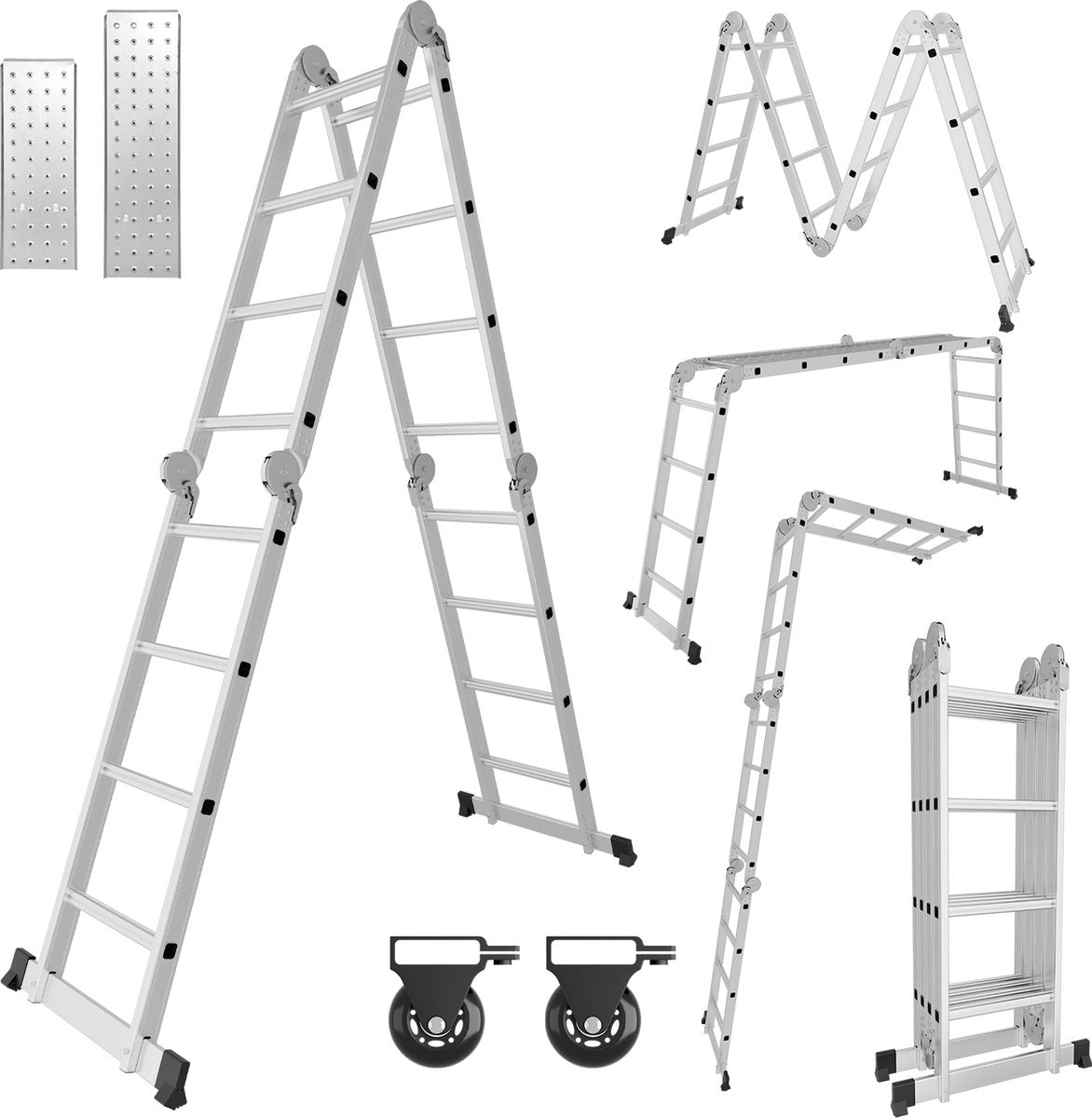 Vouwladder 4x4 Leunladder Aluminium Multifunctionele ladder Verlengladder