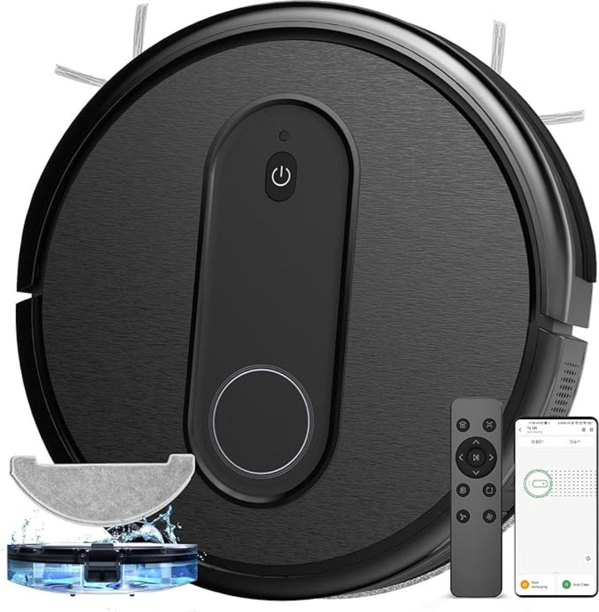 Robotstofzuiger Met Laadstation - Robotstofzuiger Met Dweilfunctie - Robot Stofzuiger - Dweilrobot - Dweilmachine - Dweilsysteem Elektrisch - Huisdieren - 120 Minuten Looptijd - Ultraplat En Stil Ontwerp - Met WiFi-App En Spraakbediening